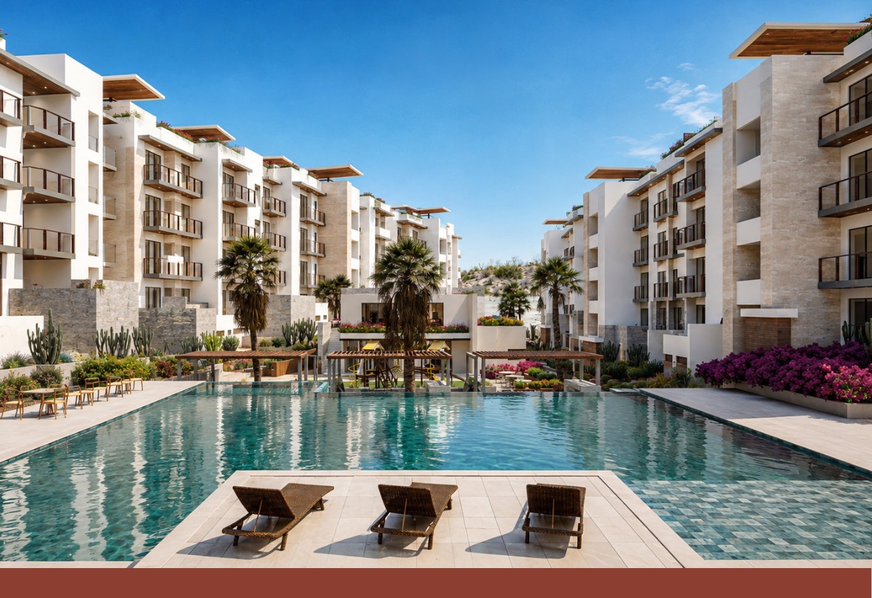 Pool and residences at Loma Escondida